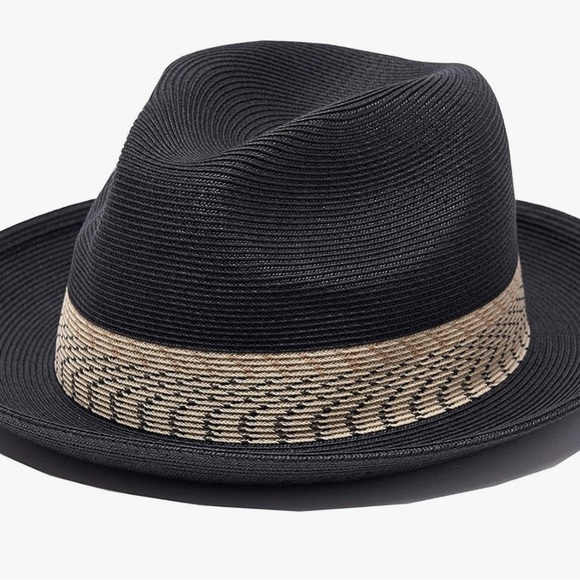 Pineapple&Star Genoa Fedora Bucket Sun Straw Beach Hat Fine Braid UPF50+ small - Picture 2 of 9